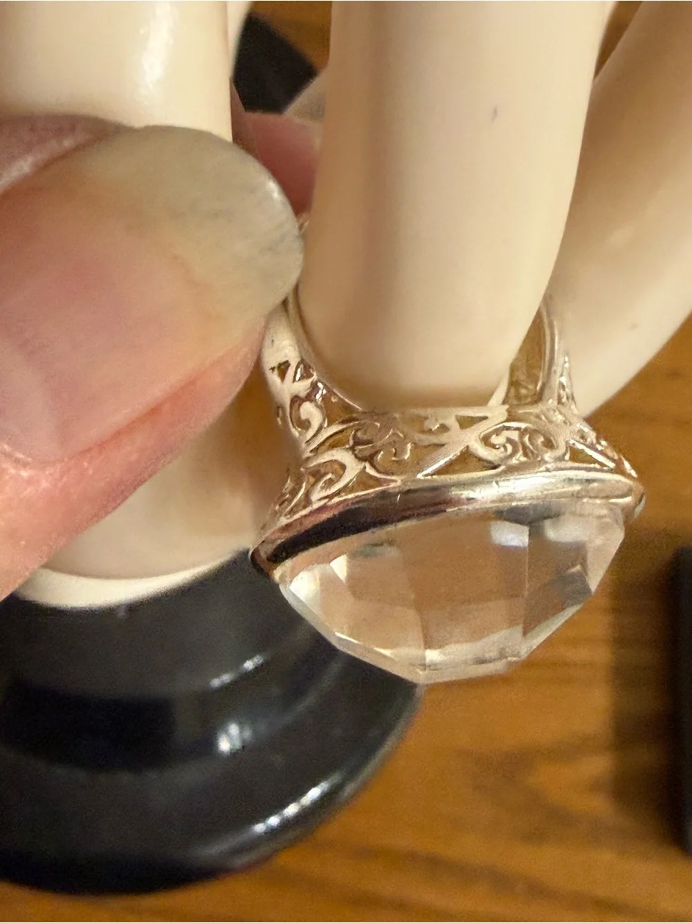 Sterling Silver 925 Filigree MOP Faceted Dome Ring Size 6.5 13 Grams